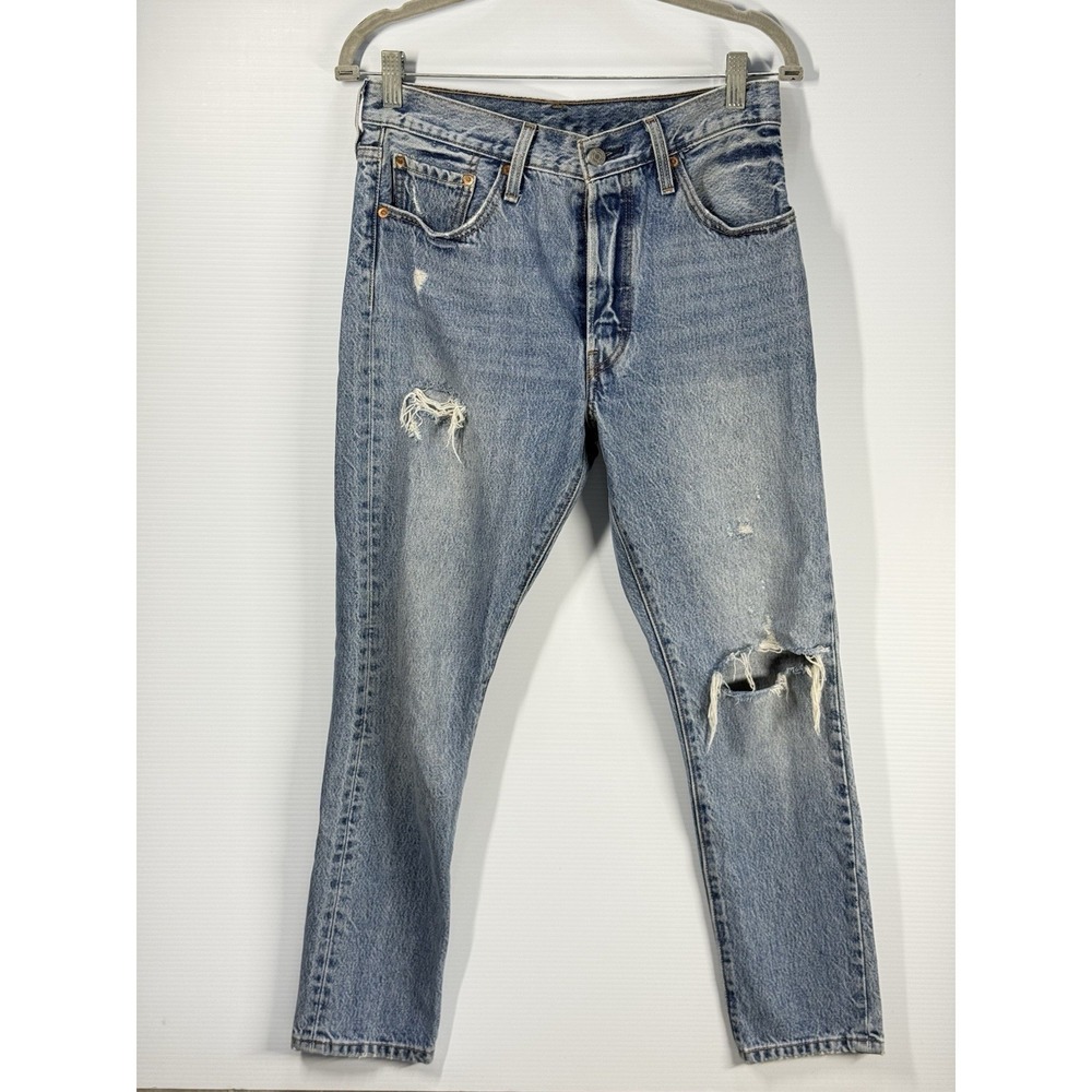 Levi's Jeans 28x28 Blue 501 S Skinny Button Fly Hi Rise Light Wash Denim